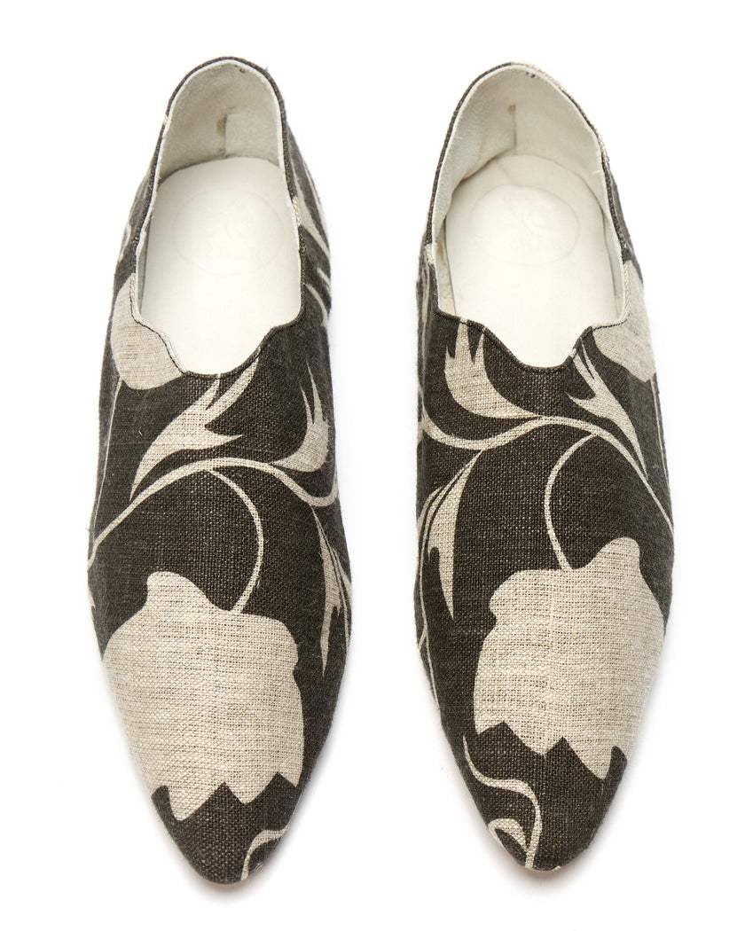 Babus en Lino Estampado - Neblina