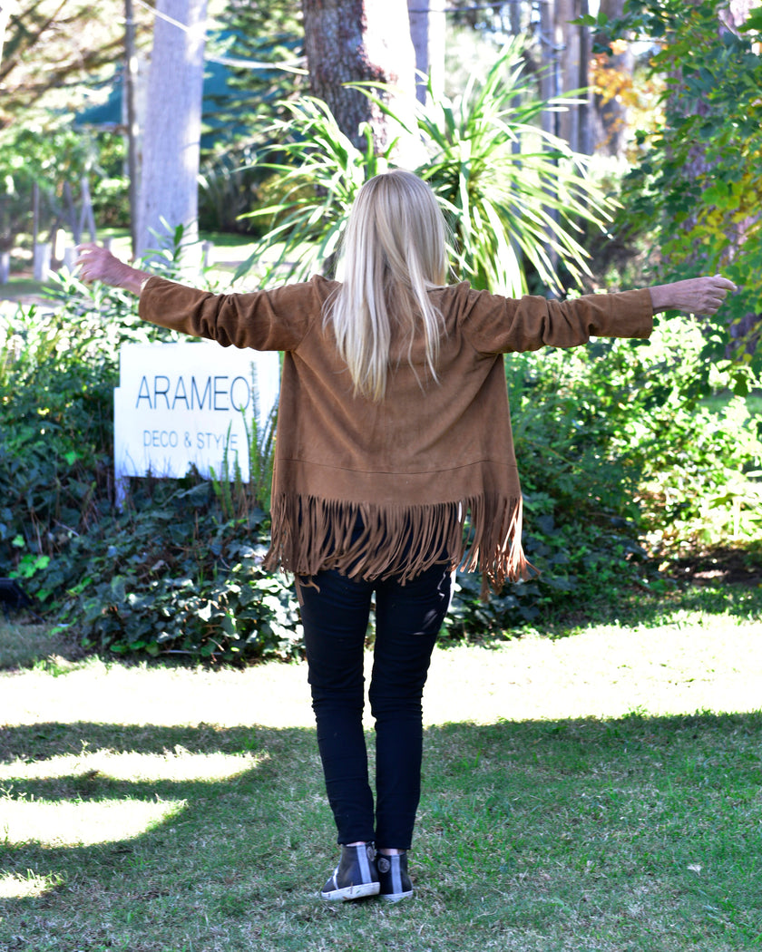 Chaqueta de Gamuza Marroquí con Flecos