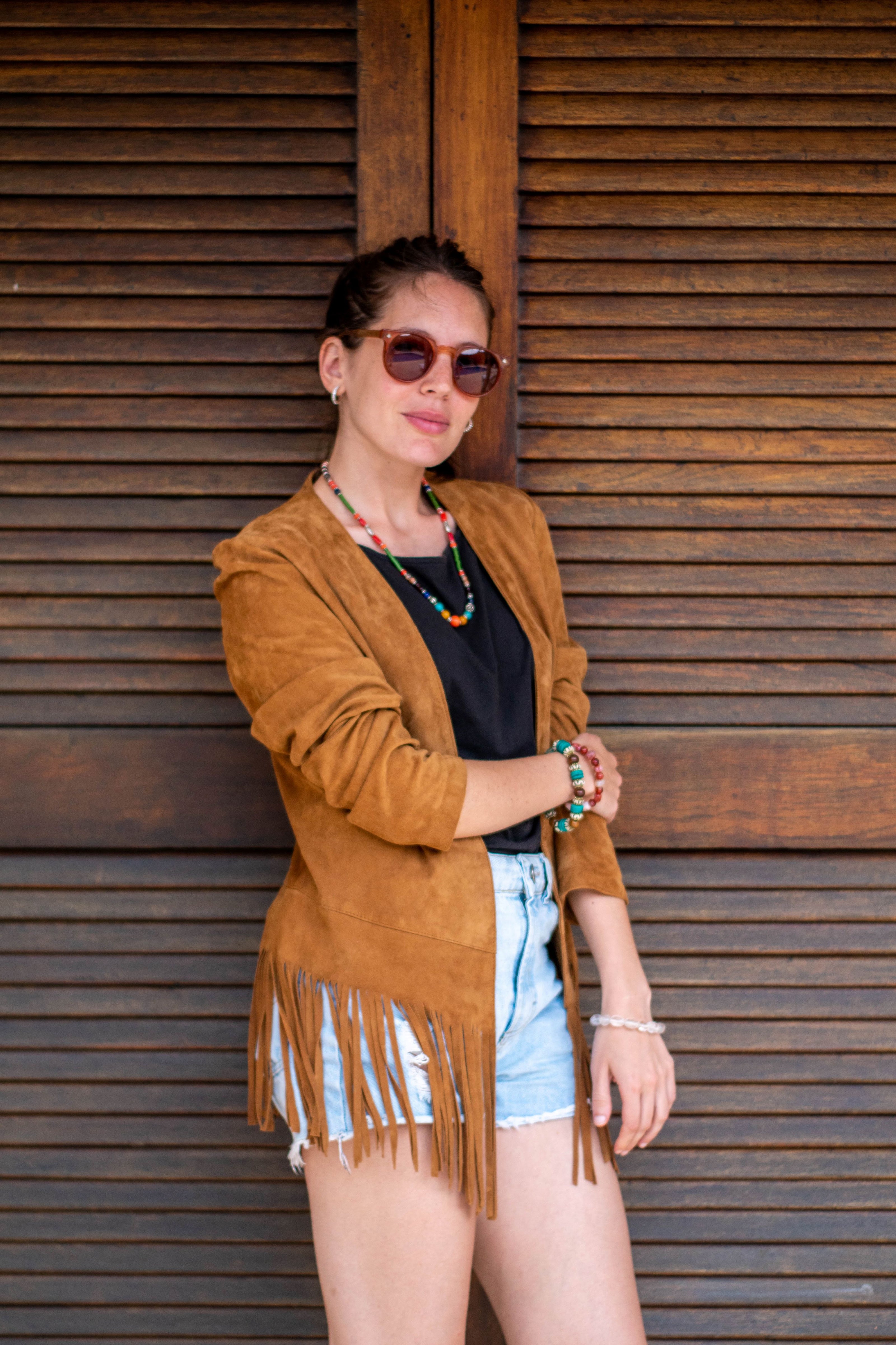 Chaqueta de Gamuza Marroquí con Flecos