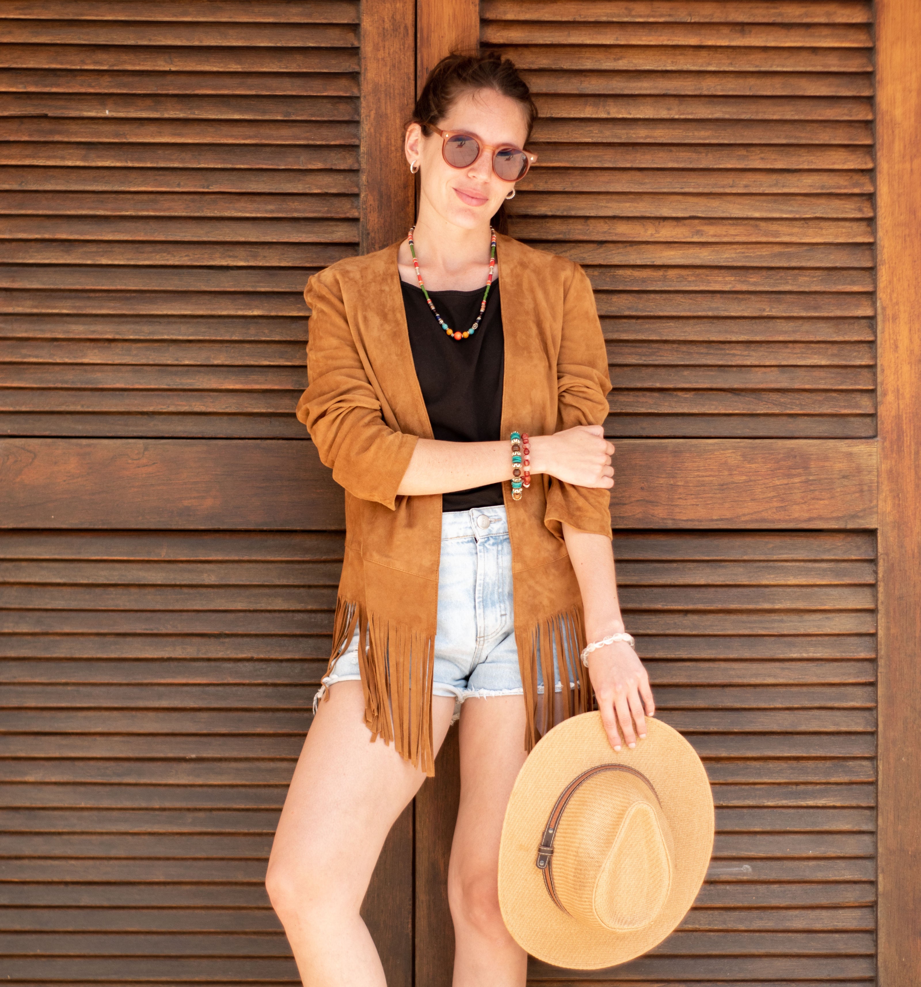 Chaqueta de Gamuza Marroquí con Flecos