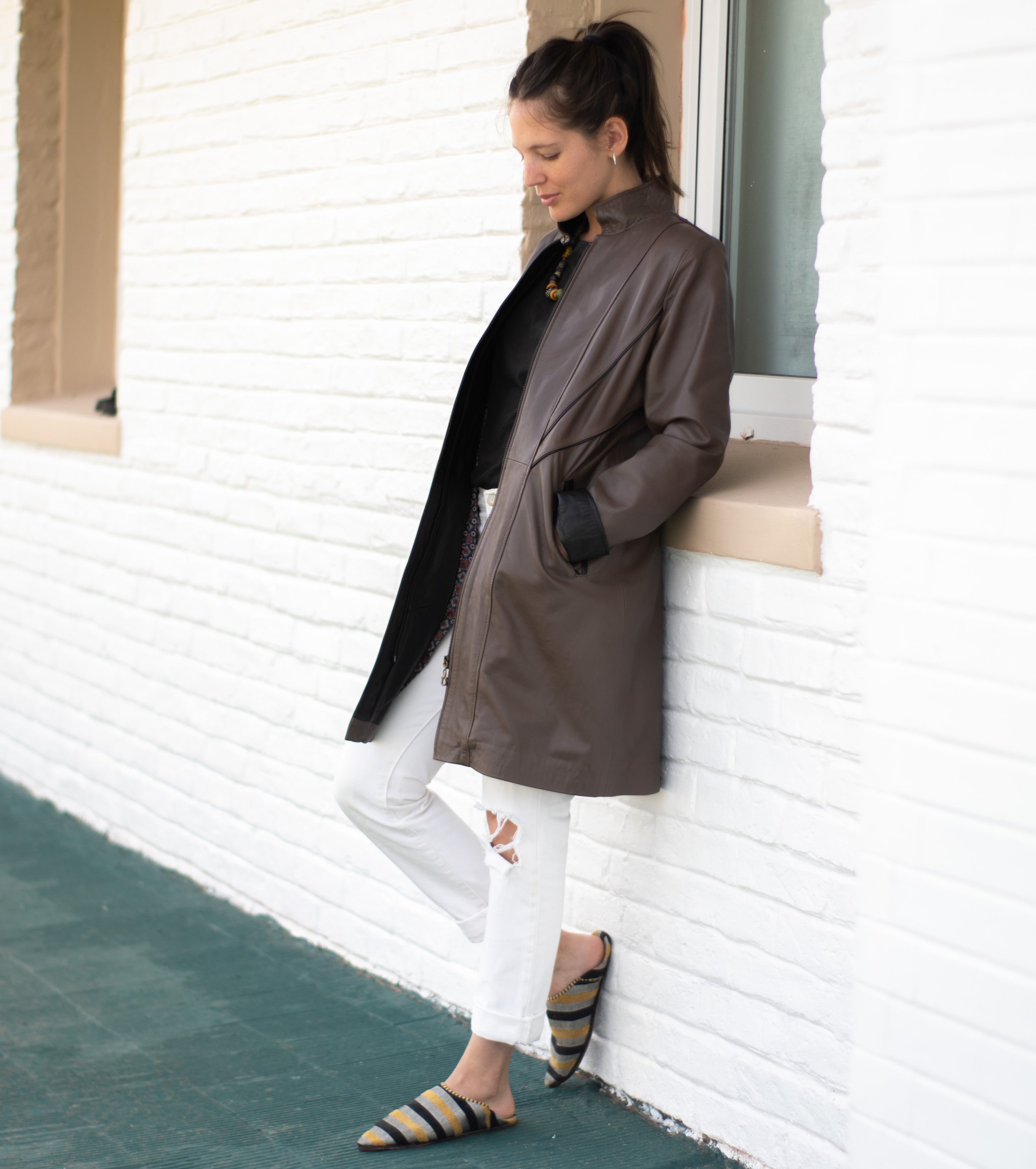 Chaqueta de Cuero Marroquí 3/4